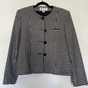 Houndstooth Wool Blend Blazer